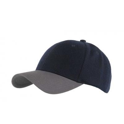 6 PANEL MELTON BASEBALL CAP in Navy-grey