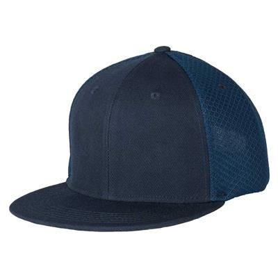 6 PANEL SNEAKER MESH FLATPEAK SNAPBACK CAP in Navy