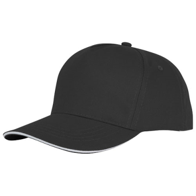 CETO 5 PANEL SANDWICH CAP in Solid Black