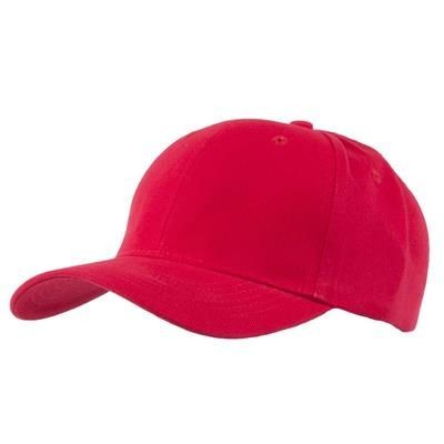 EXTRA HEAVY BRUSHED COTTON 6 PANEL BASEBALL CAP in Red