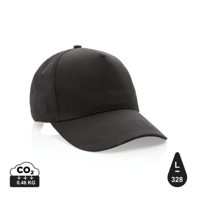 IMPACT 5 PANEL 190GR RECYCLED COTTON CAP with Aware™ Tracer in Black