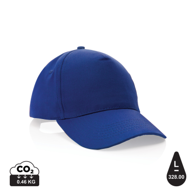 IMPACT 5 PANEL 190GR RECYCLED COTTON CAP with Aware™ Tracer in Blue