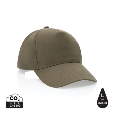 IMPACT 5 PANEL 190GR RECYCLED COTTON CAP with Aware™ Tracer in Green