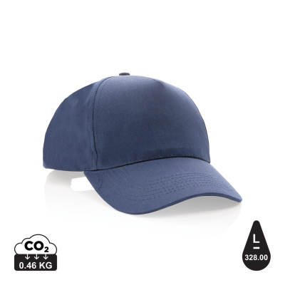 IMPACT 5 PANEL 190GR RECYCLED COTTON CAP with Aware™ Tracer in Navy