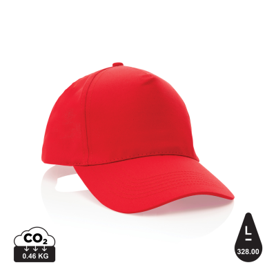 IMPACT 5 PANEL 190GR RECYCLED COTTON CAP with Aware™ Tracer in Red