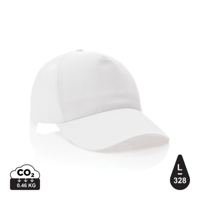 IMPACT 5 PANEL 190GR RECYCLED COTTON CAP with Aware™ Tracer in White