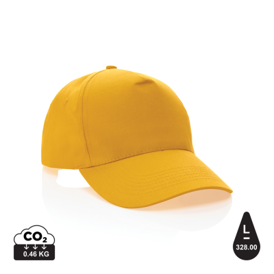 IMPACT 5 PANEL 190GR RECYCLED COTTON CAP with Aware™ Tracer in Yellow