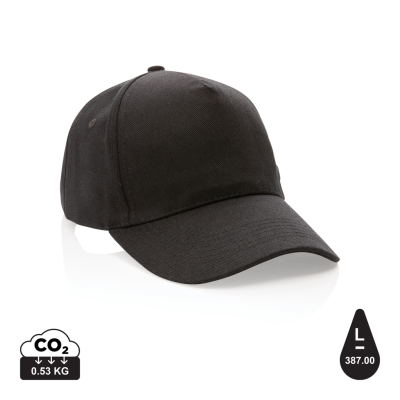 IMPACT 5PANEL 280GR RECYCLED COTTON CAP with Aware™ Tracer in Black