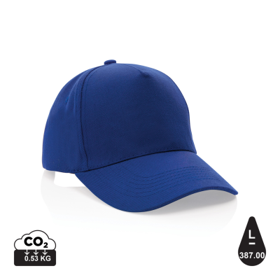 IMPACT 5PANEL 280GR RECYCLED COTTON CAP with Aware™ Tracer in Blue