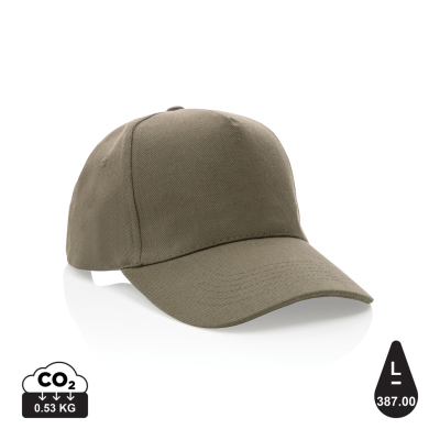 IMPACT 5PANEL 280GR RECYCLED COTTON CAP with Aware™ Tracer in Green