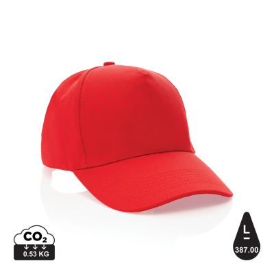 IMPACT 5PANEL 280GR RECYCLED COTTON CAP with Aware™ Tracer in Red