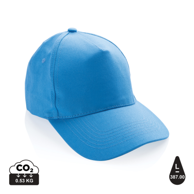 IMPACT 5PANEL 280GR RECYCLED COTTON CAP with Aware™ Tracer in Tranquil Blue