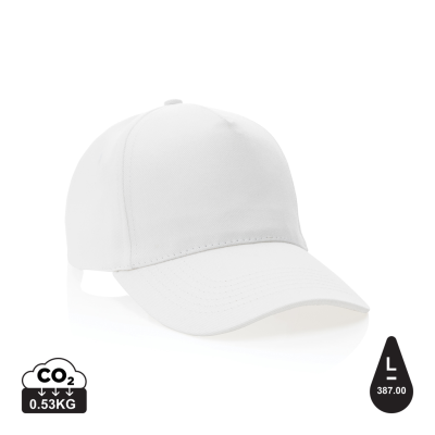 IMPACT 5PANEL 280GR RECYCLED COTTON CAP with Aware™ Tracer in White