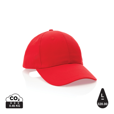 IMPACT 6 PANEL 190GR RECYCLED COTTON CAP with Aware™ Tracer in Red