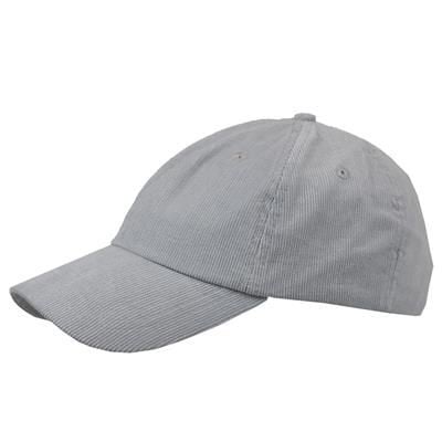 POLY-COTTON CORD 6 PANEL UNSTRUCTURED BASEBALL CAP in Grey