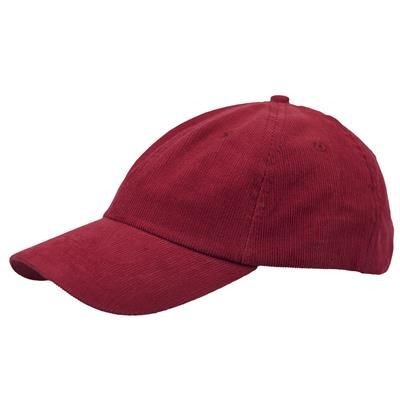 POLY-COTTON CORD 6 PANEL UNSTRUCTURED BASEBALL CAP in Maroon