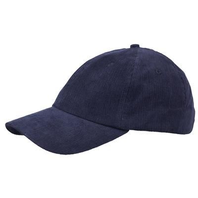 POLY-COTTON CORD 6 PANEL UNSTRUCTURED BASEBALL CAP in Navy