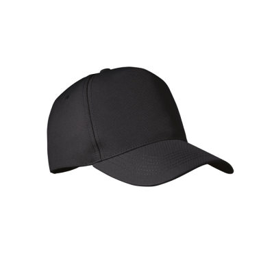 RPET 5 PANEL BASEBALL CAP in Black