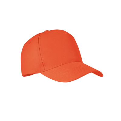 RPET 5 PANEL BASEBALL CAP in Orange