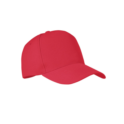 RPET 5 PANEL BASEBALL CAP in Red