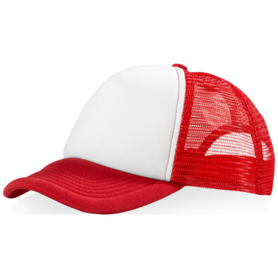 TRUCKER 5 PANEL CAP in Red & White