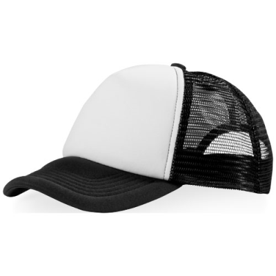 TRUCKER 5 PANEL CAP in Solid Black & White