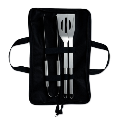 3 BARBECUE TOOLS in Pouch in Black