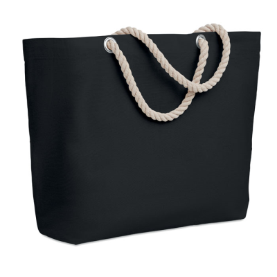 BEACH BAG with Cord Handle in Black