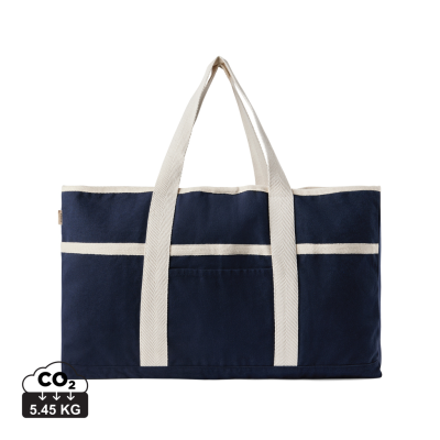 VINGA VOLONNE AWARE™ RECYCLED CANVAS BEACH BAG in Blue, Off White