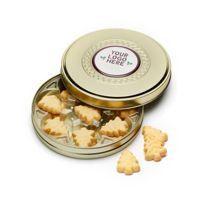 WINTER COLLECTION - SHALLOW GOLD TREAT TIN - FESTIVE SHORTBREAD BISCUIT