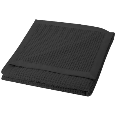 ABELE 150 x 140 CM COTTON WAFFLE BLANKET in Solid Black