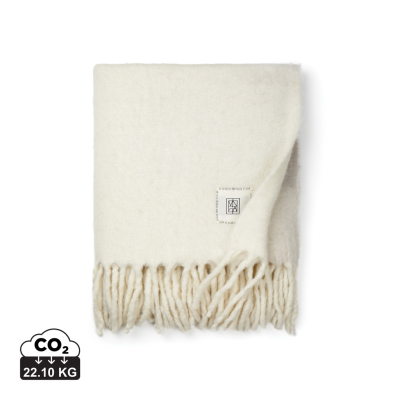 VINGA SALETTO WOOL BLEND BLANKET in White & Beige