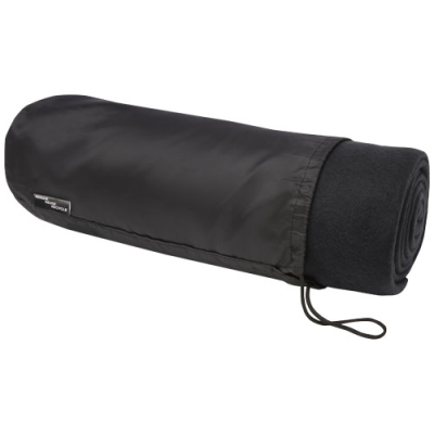 WILLOW GRS RPET POLAR FLEECE BLANKET in Solid Black