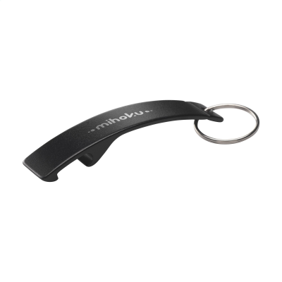 ALUMINIUM METAL OPENER GRS RECYCLED KEYRING in Black