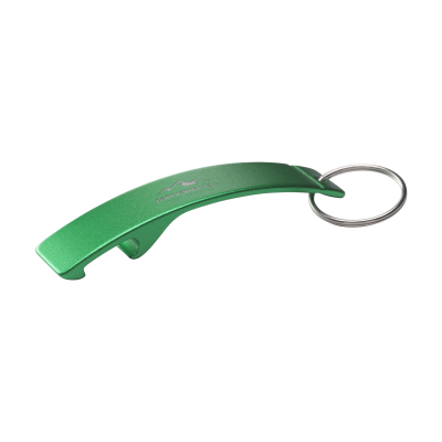 ALUMINIUM METAL OPENER GRS RECYCLED KEYRING in Green