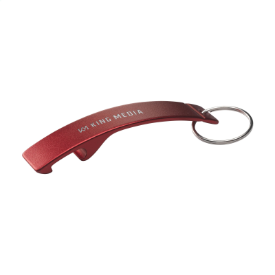 ALUMINIUM METAL OPENER GRS RECYCLED KEYRING in Red