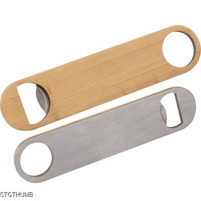 BAMBOO-METAL BOTTLE OPENER in Beige