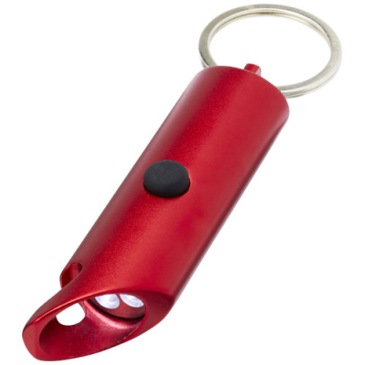 FLARE RCS RECYCLED ALUMINIUM METAL IPX LED LIGHT AND BOTTLE OPENER with Keyring Chain in Red