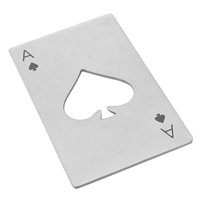 MATT FINISH ACE OF SPADES BOTTLE OPENER in Gift Pouch