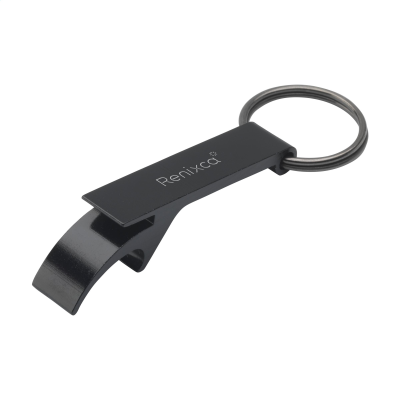 OPENER GRS RECYCLED ALUMINIUM METAL KEYRING in Black