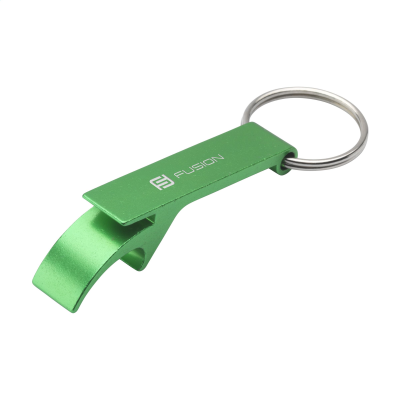 OPENER GRS RECYCLED ALUMINIUM METAL KEYRING in Green