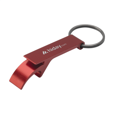 OPENER GRS RECYCLED ALUMINIUM METAL KEYRING in Red