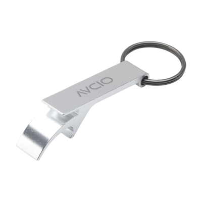 OPENER GRS RECYCLED ALUMINIUM METAL KEYRING in Silver