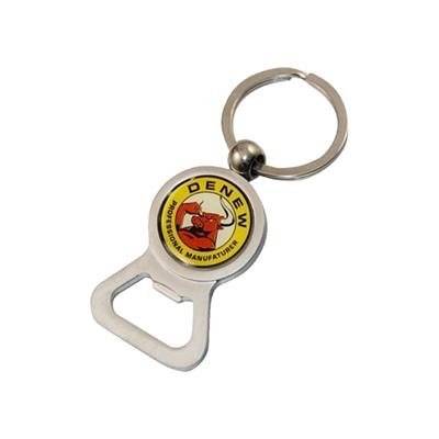 ROUND METAL BOTTLE OPENER KEYRING CHAIN