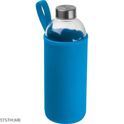 1000 ML GLASS BOTTLE with Neoprene Sleeve in Light Blue