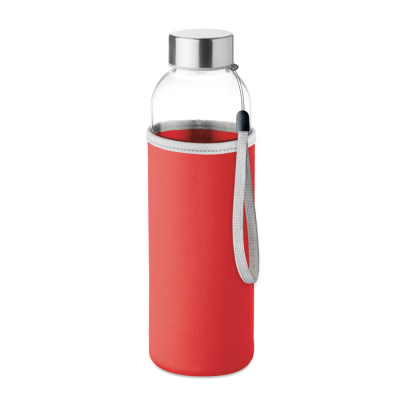 GLASS BOTTLE in Pouch 500Ml in Red