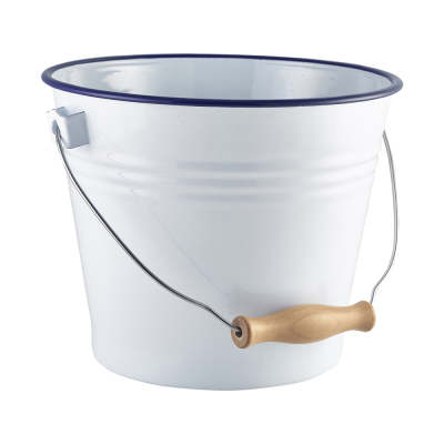 ENAMEL BUCKET WHITE with Blue Rim (2 Litre)