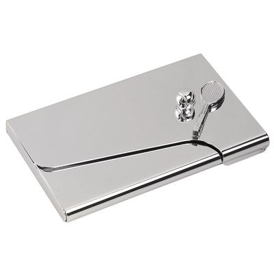 TENNIS DESIGN POCKET BUSINESS CARD HOLDER in Silver
