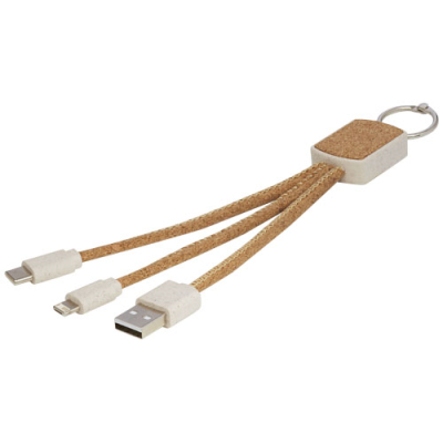 BATES WHEAT STRAW AND CORK 3-IN-1 CHARGER CABLE in Natural