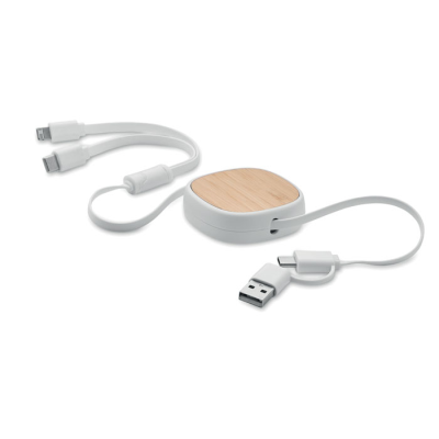 RETRACTABLE CHARGER USB CABLE in White